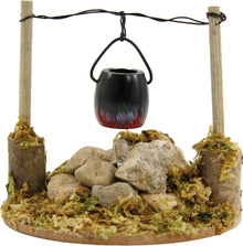 FADEDA Lagerfeuer mit Kübel u. LED (Batt. - EIN/AUS)  / Höhe:7 cm / handbemalt / detailgetreue Krippen Figuren - Weihnachten Tisch Dekoration Krippe Zubehör