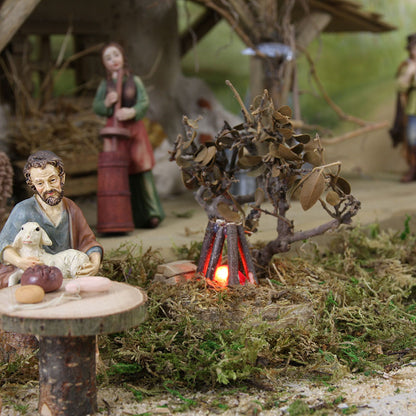 FADEDA Lagerfeuer mit Busch  / Höhe:9 cm / handbemalt / detailgetreue Krippen Figuren - Weihnachten Tisch Dekoration Krippe Zubehör