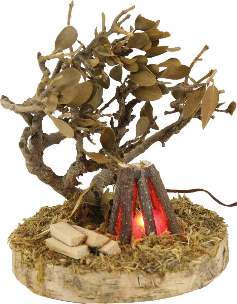 FADEDA Lagerfeuer mit Busch  / Höhe:9 cm / handbemalt / detailgetreue Krippen Figuren - Weihnachten Tisch Dekoration Krippe Zubehör