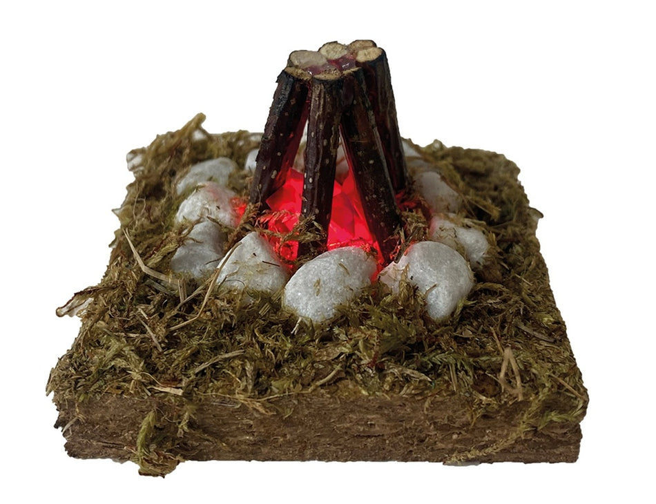 FADEDA Lagerfeuer mit Steinen, LED  / Höhe: 6,5 cm / MADE IN GERMANY / detailgetreue Krippen Figuren - Weihnachten Tisch Dekoration Krippe Zubehör