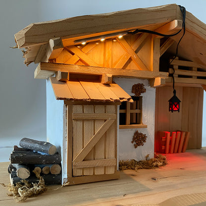 FADEDA Laterne rot, 4-eckig, 3,5V, LED  / Höhe:3 cm / handbemalt / detailgetreue Krippen Figuren - Weihnachten Tisch Dekoration Krippe Zubehör