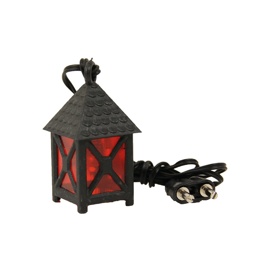FADEDA Laterne rot, 4-eckig, 3,5V, LED  / Höhe:4 cm / handbemalt / detailgetreue Krippen Figuren - Weihnachten Tisch Dekoration Krippe Zubehör