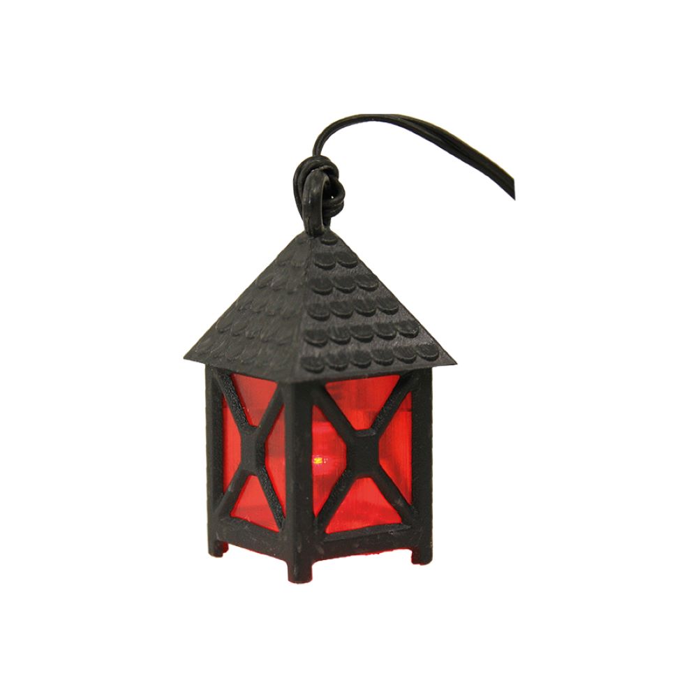 FADEDA Laterne rot, 4-eckig, 3,5V, LED  / Höhe:4 cm / handbemalt / detailgetreue Krippen Figuren - Weihnachten Tisch Dekoration Krippe Zubehör