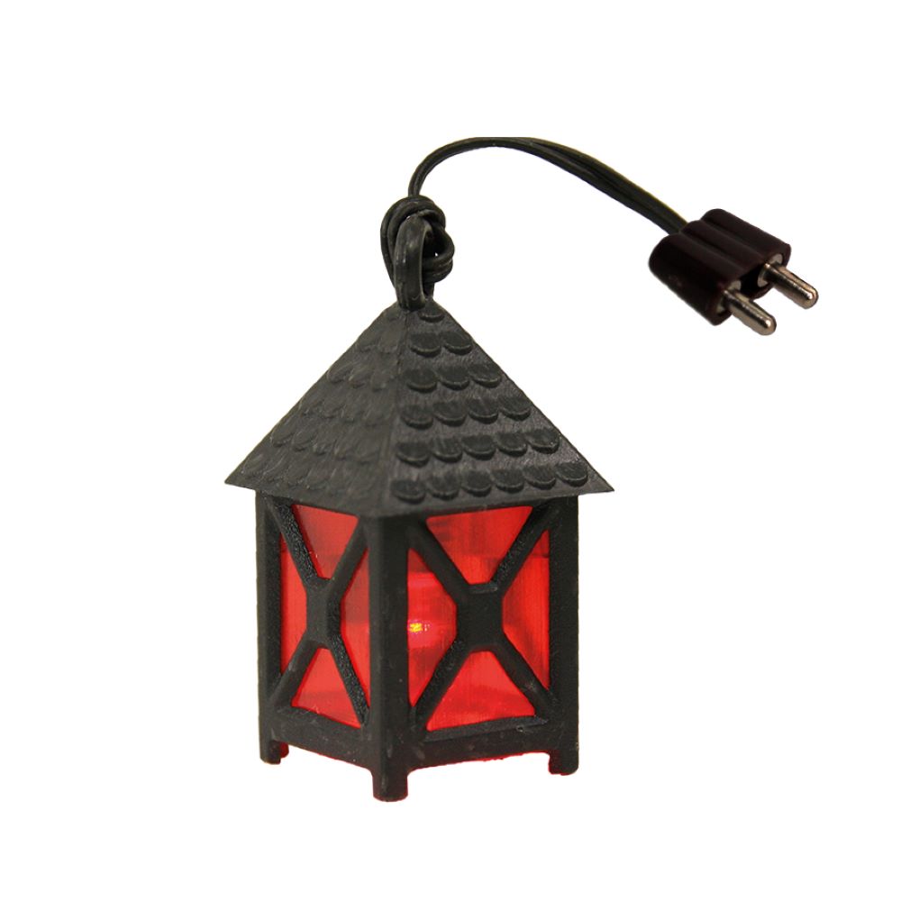 FADEDA Laterne rot, 4-eckig, 3,5V  / Höhe:5 cm / handbemalt / detailgetreue Krippen Figuren - Weihnachten Tisch Dekoration Krippe Zubehör
