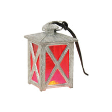FADEDA Laterne rot, 4-eckig, 3,5V, LED  / Höhe:3 cm / handbemalt / detailgetreue Krippen Figuren - Weihnachten Tisch Dekoration Krippe Zubehör