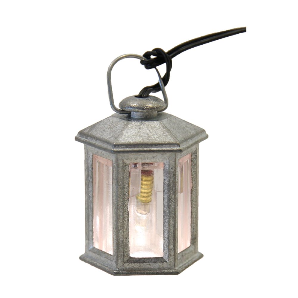 FADEDA Laterne weiß, 6-eckig, 3,5V, LED  / Höhe:4 cm / handbemalt / detailgetreue Krippen Figuren - Weihnachten Tisch Dekoration Krippe Zubehör