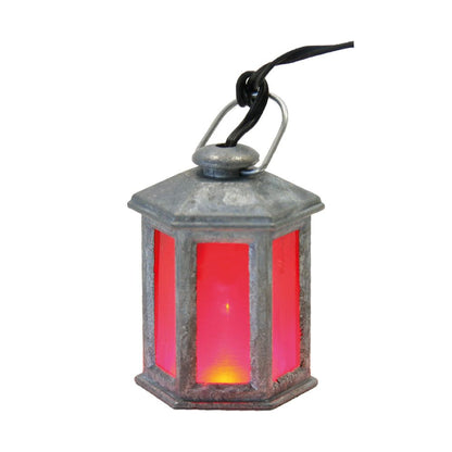 FADEDA Laterne rot, 6-eckig, 3,5V  / Höhe:3 cm / handbemalt / detailgetreue Krippen Figuren - Weihnachten Tisch Dekoration Krippe Zubehör