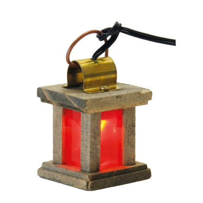 FADEDA Laterne Holz rot, 3,5V  / Höhe:4 cm / handbemalt / detailgetreue Krippen Figuren - Weihnachten Tisch Dekoration Krippe Zubehör