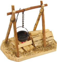 FADEDA Lagerfeuer mit Kabel und Beleuchtung, LED  / Höhe:9 cm / handbemalt / detailgetreue Krippen Figuren - Weihnachten Tisch Dekoration Krippe Zubehör