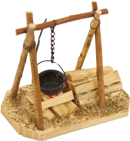 FADEDA Lagerfeuer mit Kabel und Beleuchtung, LED  / Höhe:9 cm / handbemalt / detailgetreue Krippen Figuren - Weihnachten Tisch Dekoration Krippe Zubehör