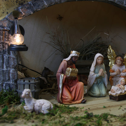 FADEDA Lampe mit Spiegel / Höhe:5 cm / handbemalt / detailgetreue Krippen Figuren - Weihnachten Tisch Dekoration Krippe Zubehör