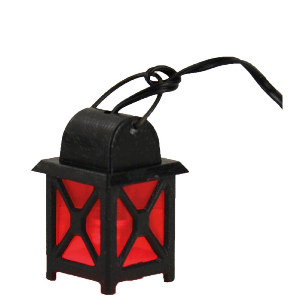 FADEDA Laterne Kunststoff rot, LED  / Höhe:4 cm / handbemalt / detailgetreue Krippen Figuren - Weihnachten Tisch Dekoration Krippe Zubehör