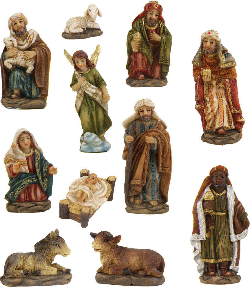 11x FADEDA Krippenfiguren  / Höhe:5 cm / handbemalt / detailgetreue Krippen Figuren - Weihnachten Tisch Dekoration Krippe Zubehör