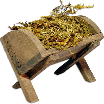 FADEDA Futterkrippe mit Moos  / Höhe:6 cm / handbemalt / detailgetreue Krippen Figuren - Weihnachten Tisch Dekoration Krippe Zubehör