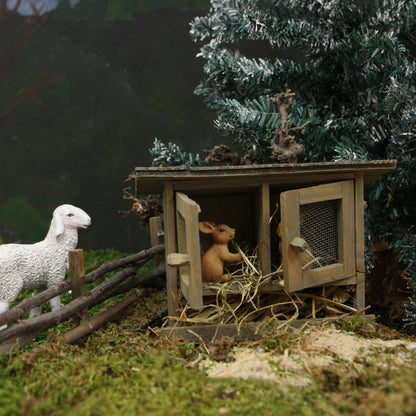 FADEDA Hasenstall 2-türig  / Höhe:10 cm / handbemalt / detailgetreue Krippen Figuren - Weihnachten Tisch Dekoration Krippe Zubehör