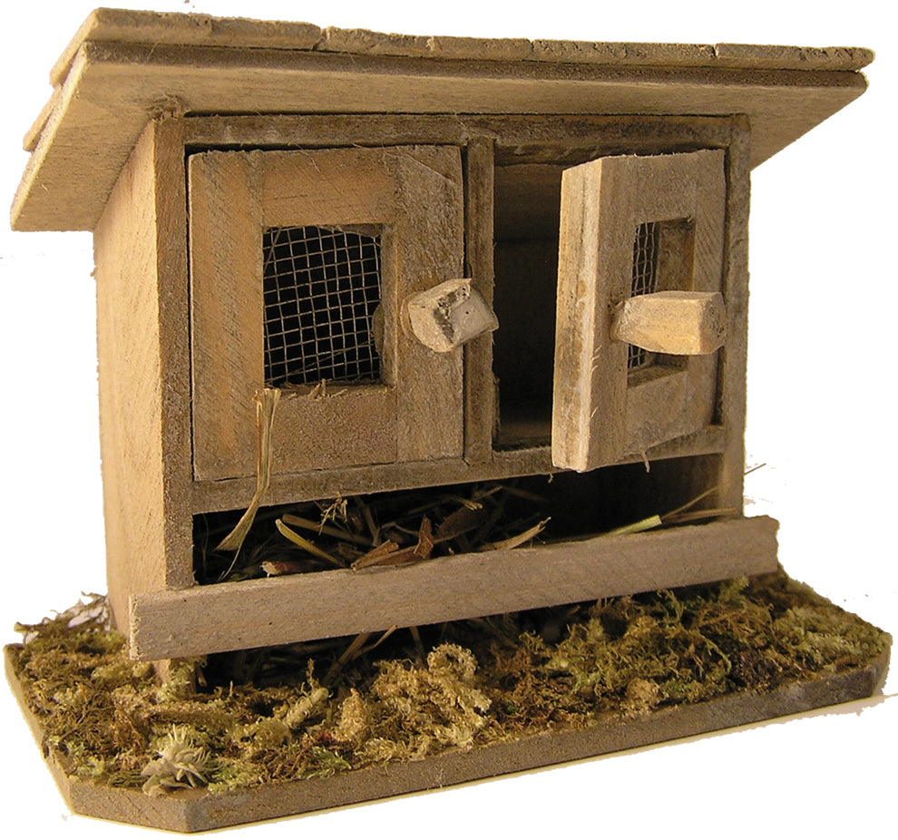 FADEDA Hasenstall 2-türig  / Höhe:7 cm / handbemalt / detailgetreue Krippen Figuren - Weihnachten Tisch Dekoration Krippe Zubehör