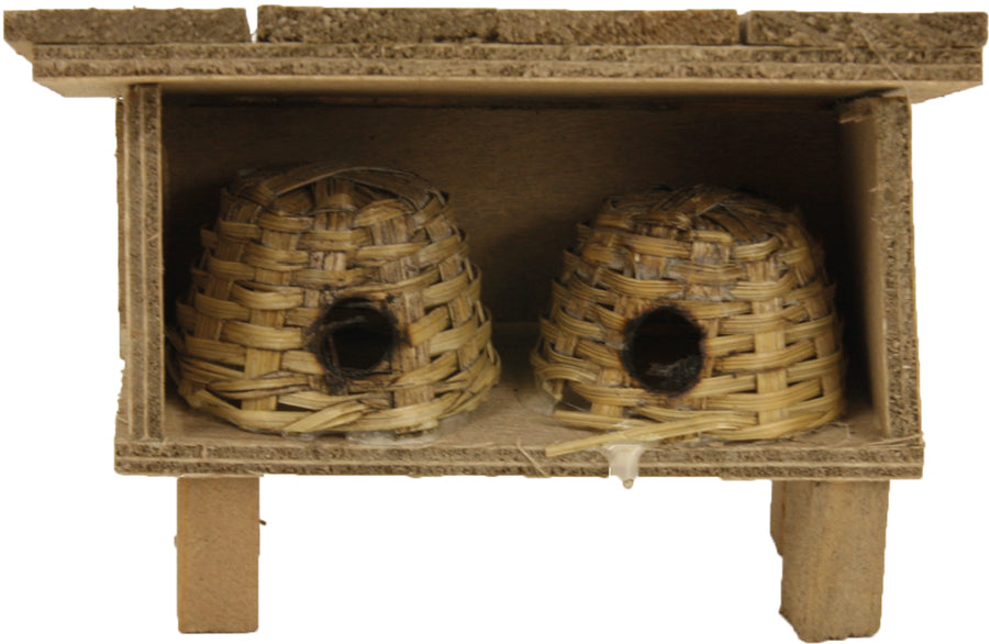 FADEDA Bienenhaus (2 Körbe)  / Höhe:7 cm / handbemalt / detailgetreue Krippen Figuren - Weihnachten Tisch Dekoration Krippe Zubehör