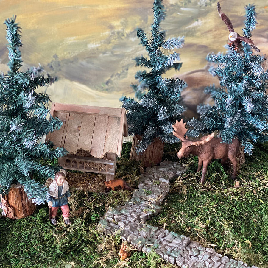 FADEDA Futterkrippe mit Dach  / Höhe:13 cm / handbemalt / detailgetreue Krippen Figuren - Weihnachten Tisch Dekoration Krippe Zubehör