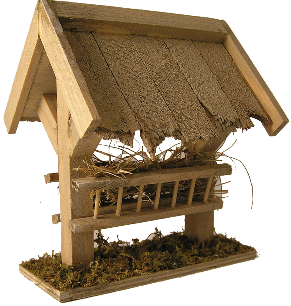 FADEDA Futterkrippe mit Dach  / Höhe:13 cm / handbemalt / detailgetreue Krippen Figuren - Weihnachten Tisch Dekoration Krippe Zubehör