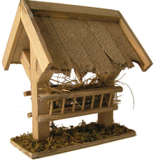 FADEDA Futterkrippe mit Dach  / Höhe:13 cm / handbemalt / detailgetreue Krippen Figuren - Weihnachten Tisch Dekoration Krippe Zubehör