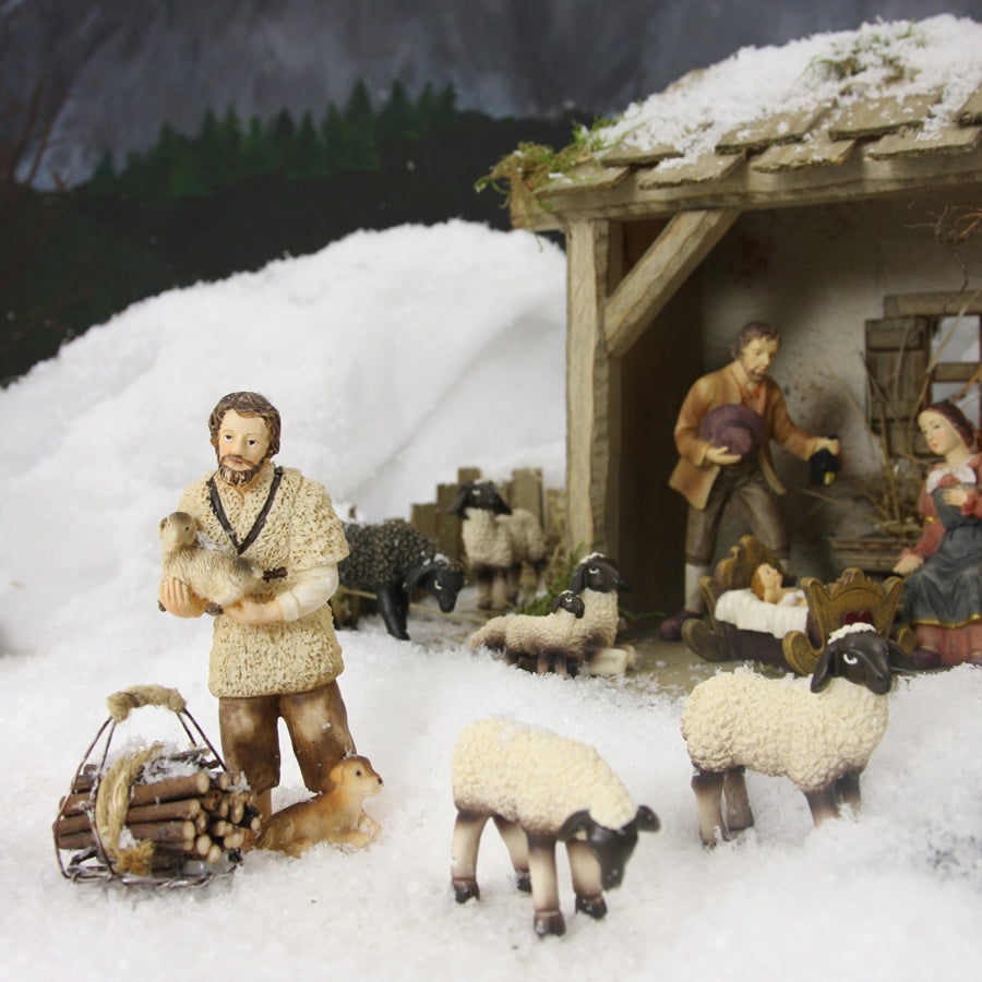 FADEDA Korb mit Reisig  / Höhe:4 cm / handbemalt / detailgetreue Krippen Figuren - Weihnachten Tisch Dekoration Krippe Zubehör
