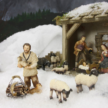 FADEDA Korb mit Reisig  / Höhe:4 cm / handbemalt / detailgetreue Krippen Figuren - Weihnachten Tisch Dekoration Krippe Zubehör