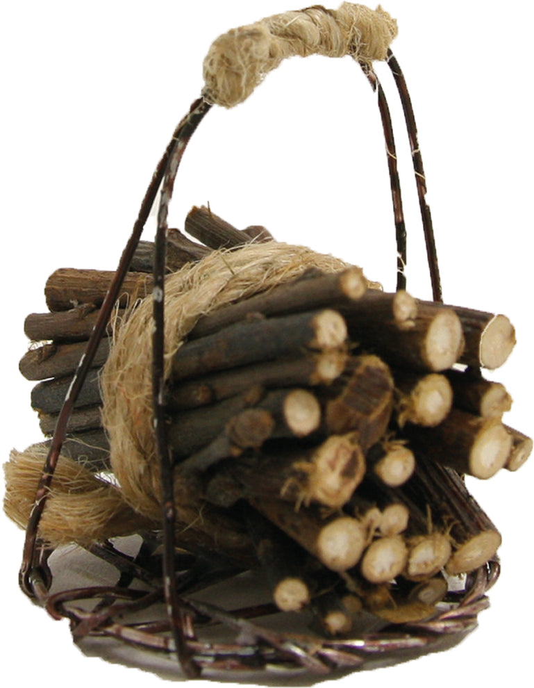 FADEDA Korb mit Reisig  / Höhe:4 cm / handbemalt / detailgetreue Krippen Figuren - Weihnachten Tisch Dekoration Krippe Zubehör