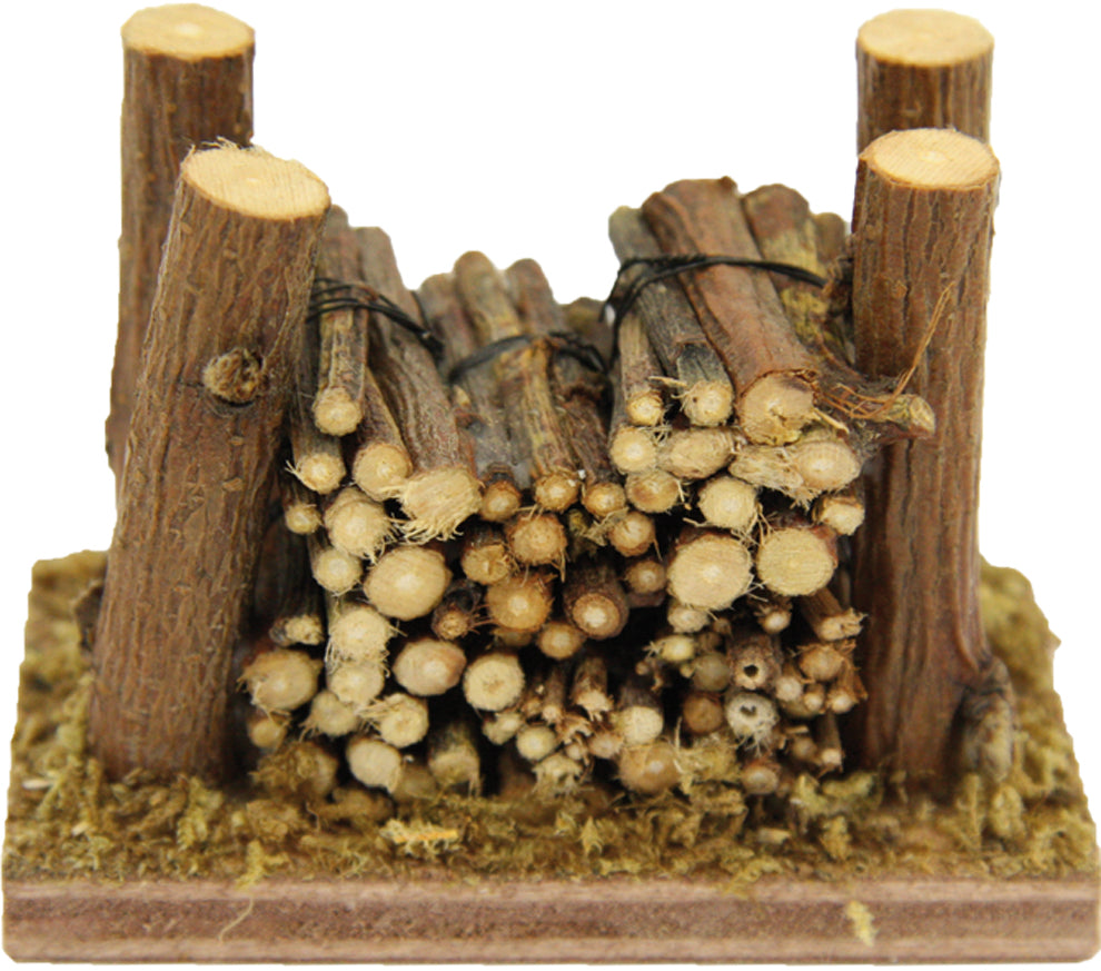 FADEDA Holzbündelstoß  / Höhe:5 cm / handbemalt / detailgetreue Krippen Figuren - Weihnachten Tisch Dekoration Krippe Zubehör