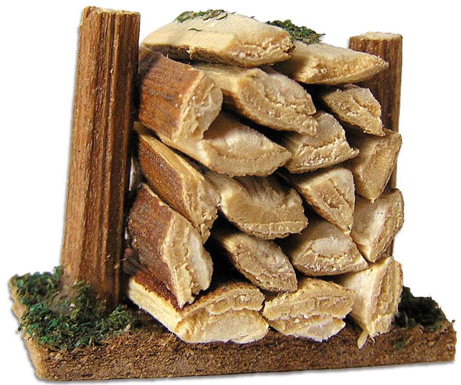 FADEDA Holzstoß klein  / Höhe:4 cm / handbemalt / detailgetreue Krippen Figuren - Weihnachten Tisch Dekoration Krippe Zubehör