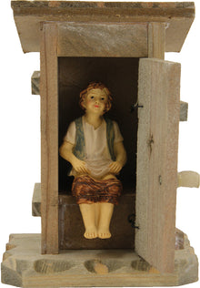 FADEDA Toilettenhäuschen natur  / Höhe:12 cm / handbemalt / detailgetreue Krippen Figuren - Weihnachten Tisch Dekoration Krippe Zubehör