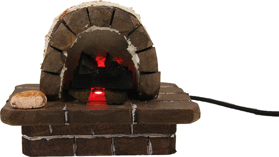 FADEDA Steinofen mit LED 3,5 V / Höhe:9 cm / handbemalt / detailgetreue Krippen Figuren - Weihnachten Tisch Dekoration Krippe Zubehör