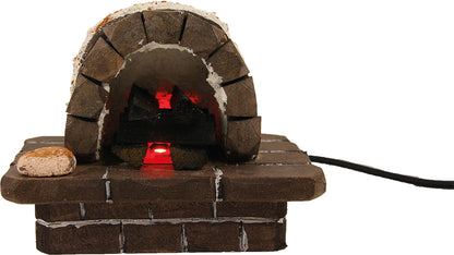 FADEDA Steinofen mit LED 3,5 V / Höhe:9 cm / handbemalt / detailgetreue Krippen Figuren - Weihnachten Tisch Dekoration Krippe Zubehör