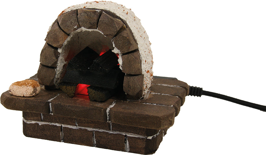 FADEDA Steinofen mit LED 3,5 V / Höhe:9 cm / handbemalt / detailgetreue Krippen Figuren - Weihnachten Tisch Dekoration Krippe Zubehör