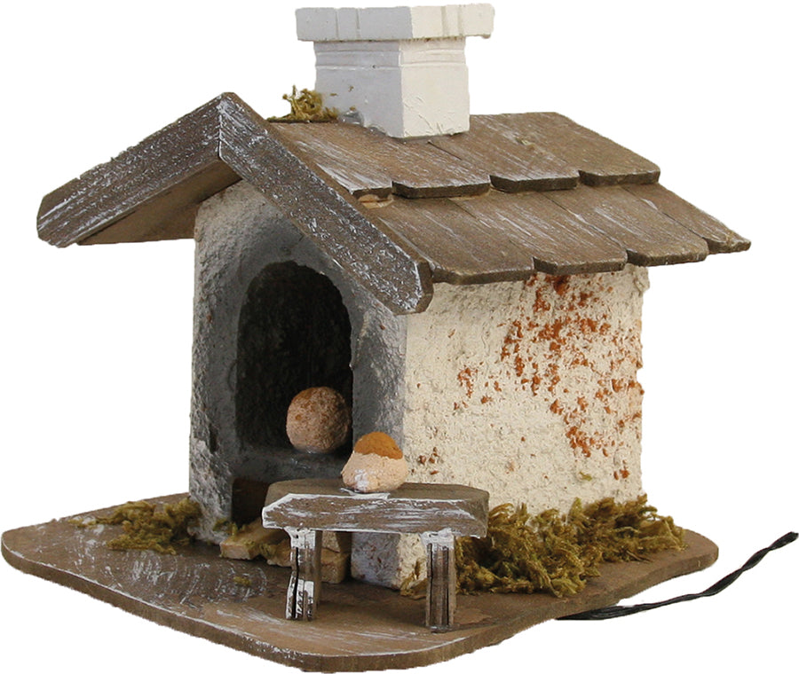 FADEDA Backhaus gross mit Licht  / Höhe:11 cm / handbemalt / detailgetreue Krippen Figuren - Weihnachten Tisch Dekoration Krippe Zubehör