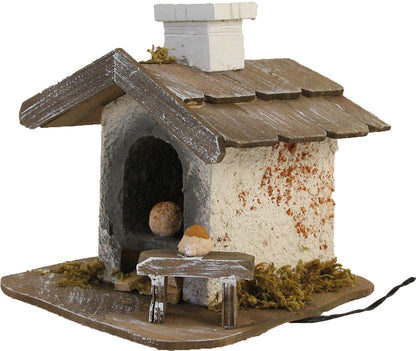 FADEDA Backhaus gross mit Licht  / Höhe:11 cm / handbemalt / detailgetreue Krippen Figuren - Weihnachten Tisch Dekoration Krippe Zubehör