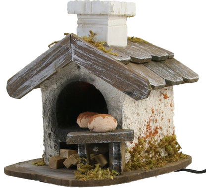 FADEDA Backhaus klein mit Licht  / Höhe:8 cm / handbemalt / detailgetreue Krippen Figuren - Weihnachten Tisch Dekoration Krippe Zubehör