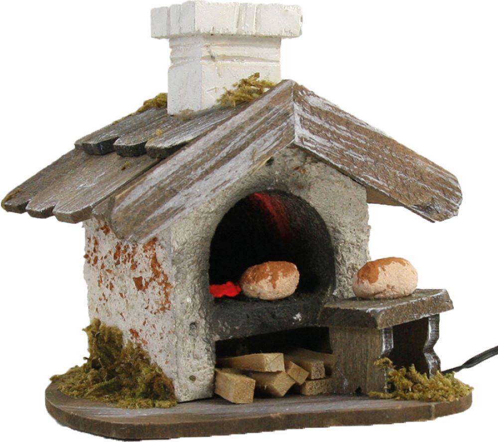 FADEDA Backhaus klein mit Licht  / Höhe:8 cm / handbemalt / detailgetreue Krippen Figuren - Weihnachten Tisch Dekoration Krippe Zubehör