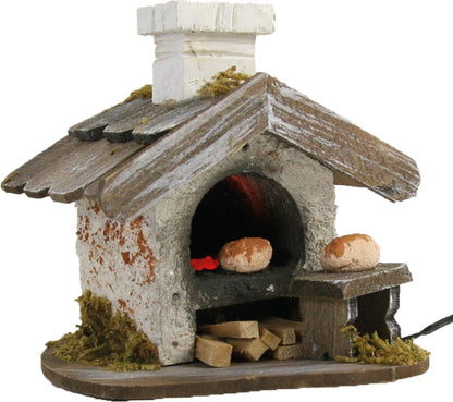FADEDA Backhaus klein mit Licht  / Höhe:8 cm / handbemalt / detailgetreue Krippen Figuren - Weihnachten Tisch Dekoration Krippe Zubehör