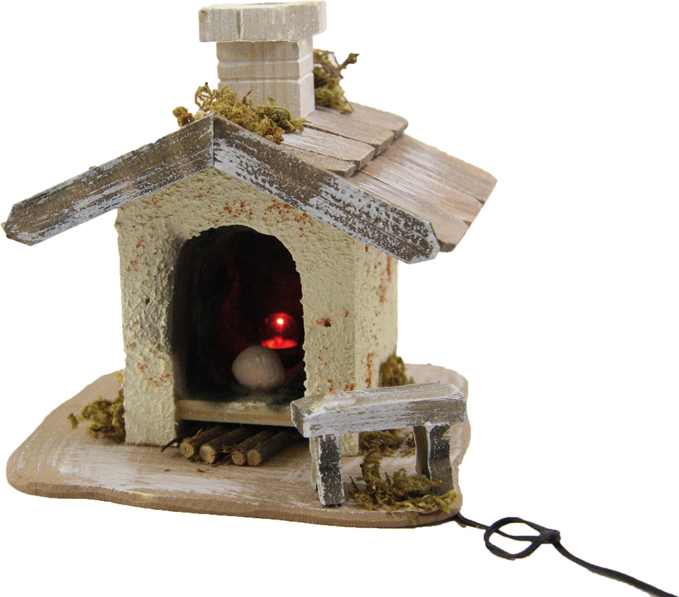 FADEDA Backhaus mit Licht  / Höhe:20 cm / handbemalt / detailgetreue Krippen Figuren - Weihnachten Tisch Dekoration Krippe Zubehör