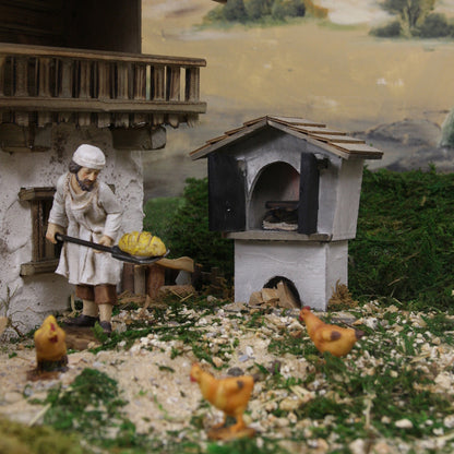 FADEDA Backofen mit LED  / Höhe:11 cm / handbemalt / detailgetreue Krippen Figuren - Weihnachten Tisch Dekoration Krippe Zubehör
