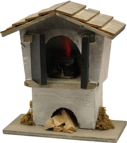 FADEDA Backofen mit LED  / Höhe:11 cm / handbemalt / detailgetreue Krippen Figuren - Weihnachten Tisch Dekoration Krippe Zubehör