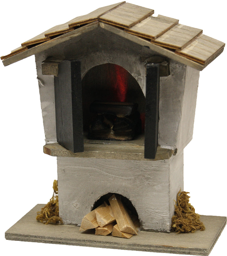 FADEDA Backofen mit LED  / Höhe:11 cm / handbemalt / detailgetreue Krippen Figuren - Weihnachten Tisch Dekoration Krippe Zubehör