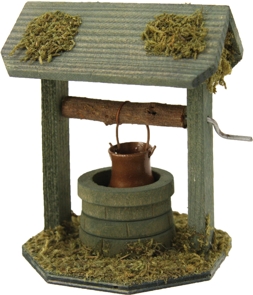 FADEDA Hofbrunnen mit Dach / Höhe:11 cm / handbemalt / detailgetreue Krippen Figuren - Weihnachten Tisch Dekoration Krippe Zubehör
