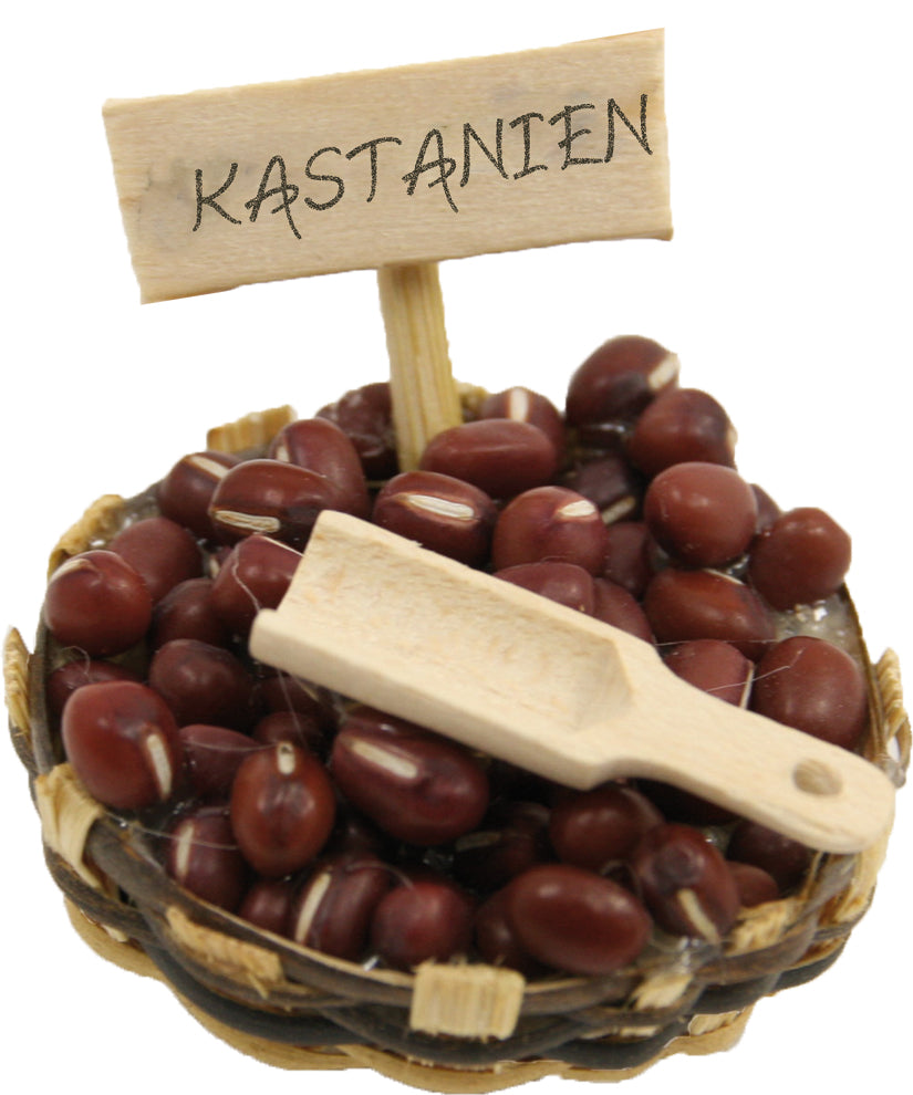 FADEDA Kastanienkorb  / Höhe:3 cm / handbemalt / detailgetreue Krippen Figuren - Weihnachten Tisch Dekoration Krippe Zubehör