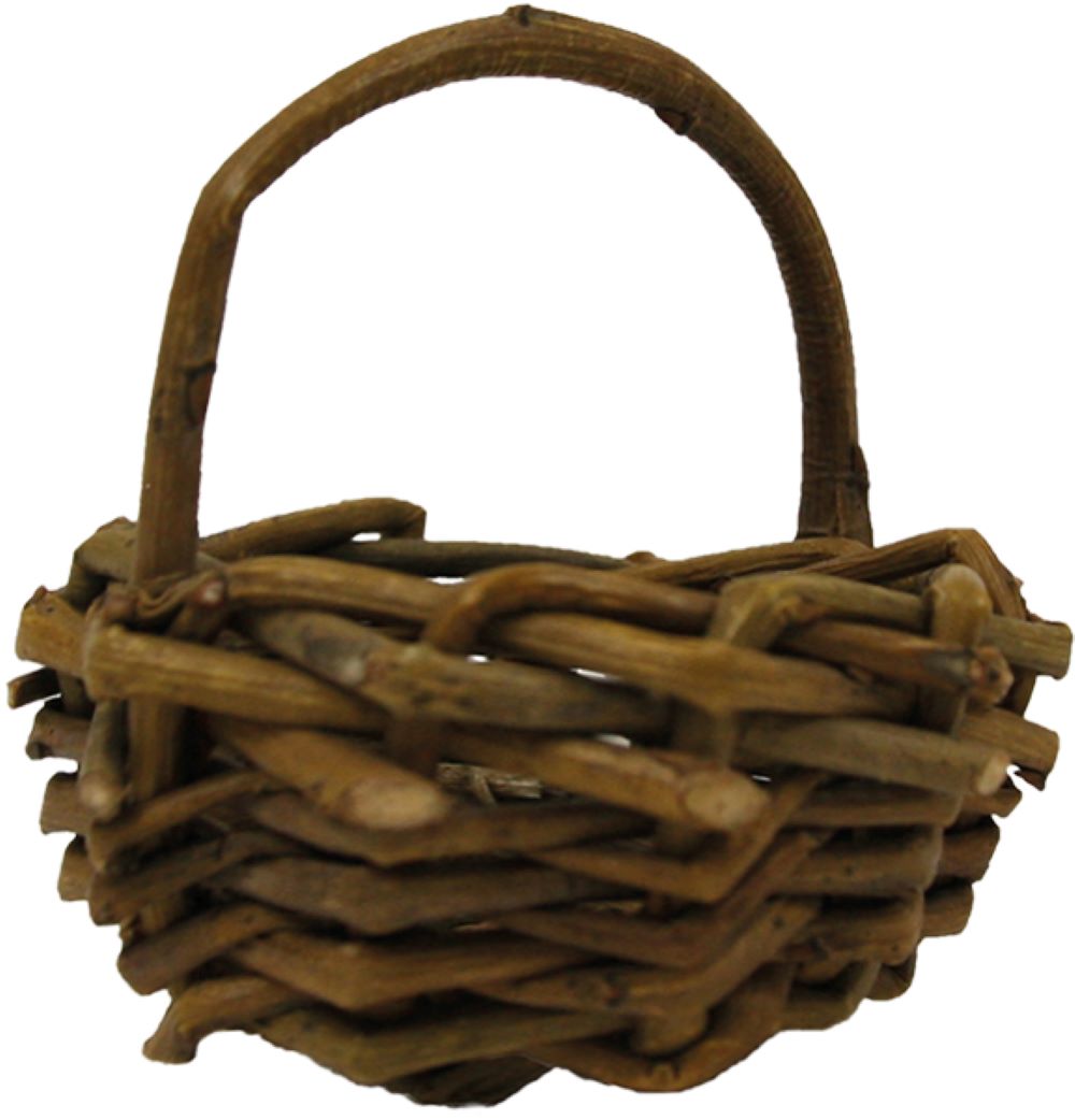 FADEDA Holzkorb dunkel, geflochten mit Henkel  / Höhe:8,5 cm / handbemalt / detailgetreue Krippen Figuren - Weihnachten Tisch Dekoration Krippe Zubehör