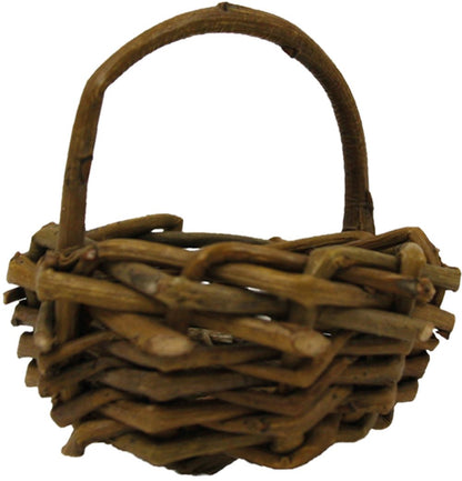 FADEDA Holzkorb dunkel, geflochten mit Henkel  / Höhe:8,5 cm / handbemalt / detailgetreue Krippen Figuren - Weihnachten Tisch Dekoration Krippe Zubehör