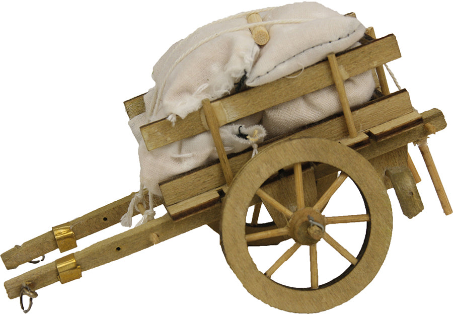 FADEDA Marktkarren mit Stoffen / Höhe:7 cm / handbemalt / detailgetreue Krippen Figuren - Weihnachten Tisch Dekoration Krippe Zubehör