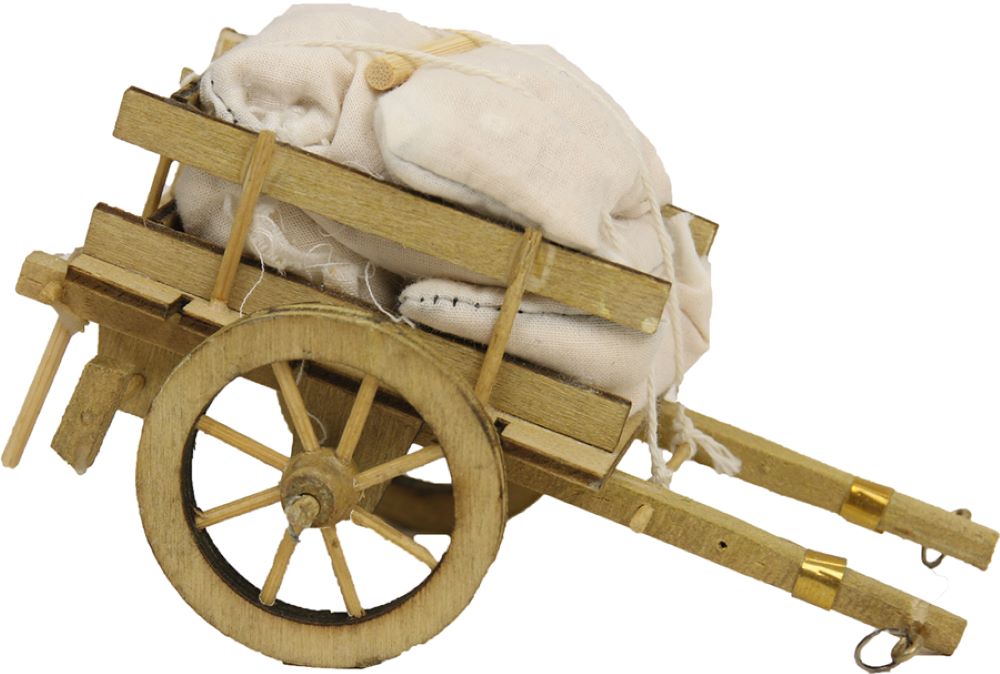 FADEDA Marktkarren mit Stoffen / Höhe:7 cm / handbemalt / detailgetreue Krippen Figuren - Weihnachten Tisch Dekoration Krippe Zubehör