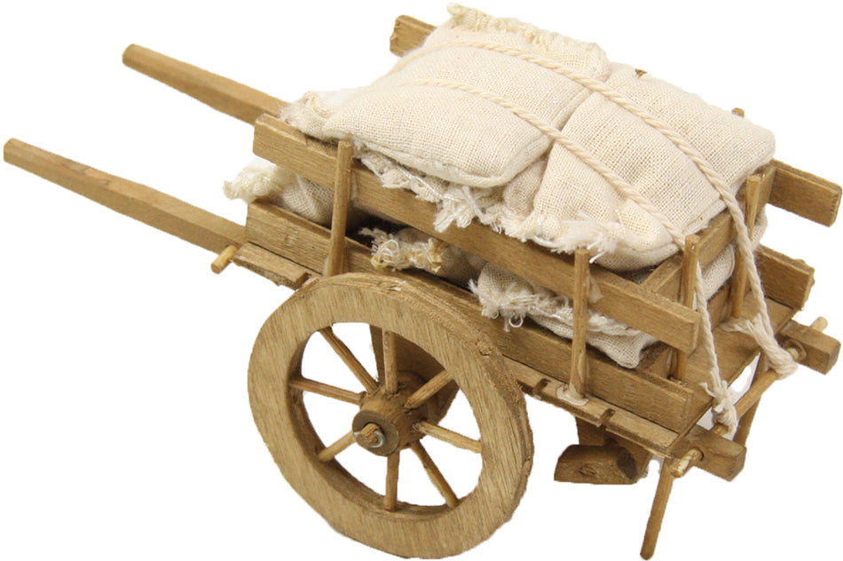 FADEDA Marktkarren mit Stoffen  / Höhe:9 cm / handbemalt / detailgetreue Krippen Figuren - Weihnachten Tisch Dekoration Krippe Zubehör