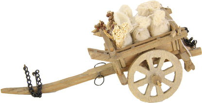 FADEDA Marktkarren mit Säcken  / Höhe:7 cm / handbemalt / detailgetreue Krippen Figuren - Weihnachten Tisch Dekoration Krippe Zubehör